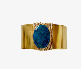Blue Jasper Gold Cuff Bracelet 
