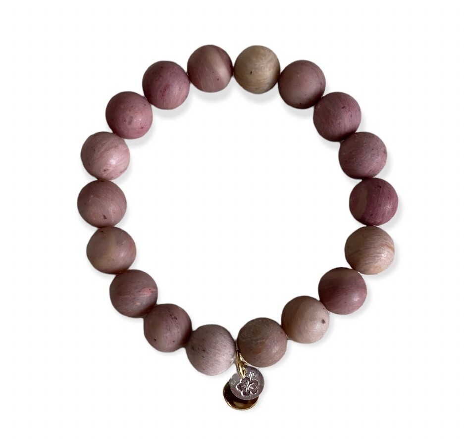 10mm Matte Pink Rhodonite Stone Bracelet