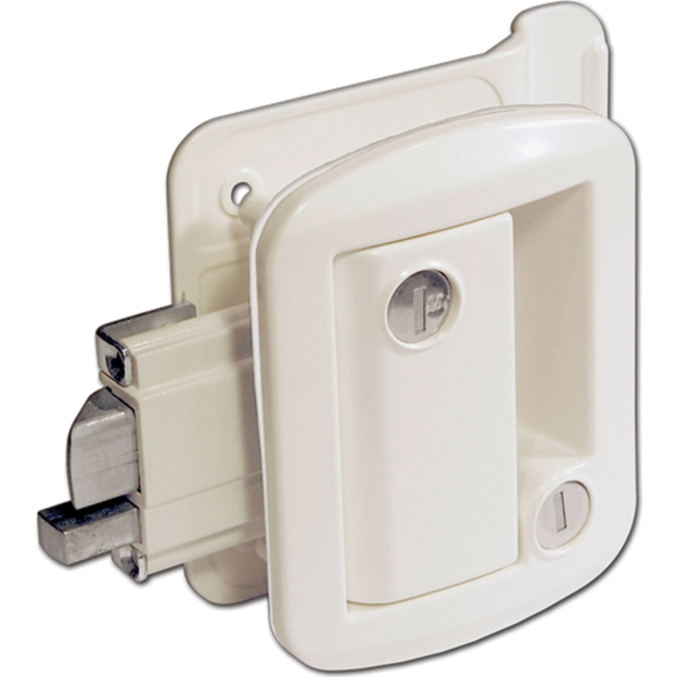 Global Trailer Door Lock Flush, White=TTL-43610-9009