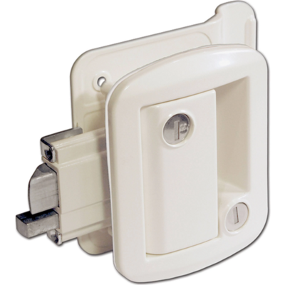 Global Trailer Door Lock Flush, White=TTL-43610-9009