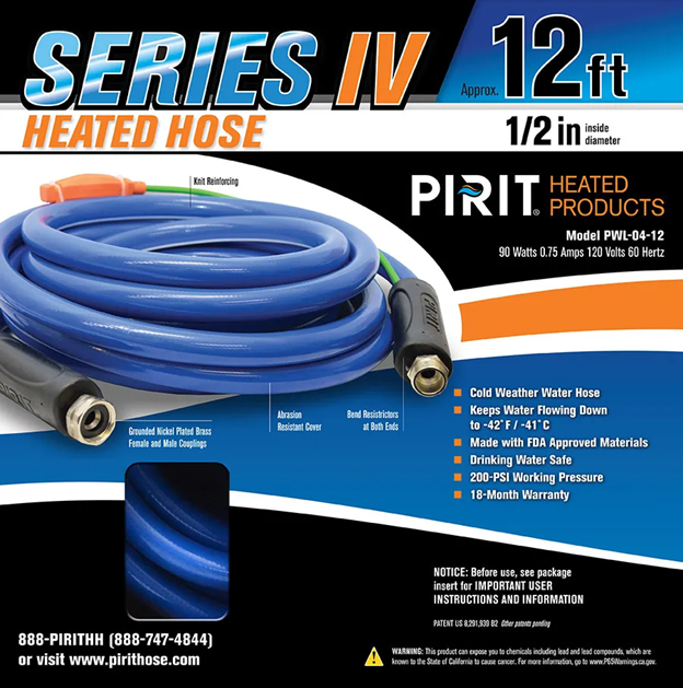 Pirit Series  IV Heated Hose 12&#39;=PWL-04-12