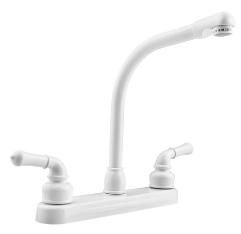 Dura Kitchen Faucet  8&quot; Classical HI Rise White=DF-PK210C-WT