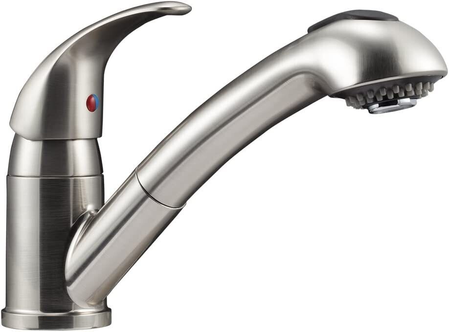 Dura Faucet 8&quot; Designer Pull-Out RV Kitchen Faucet Brushed Satin Nickel DF-NMK852-SN