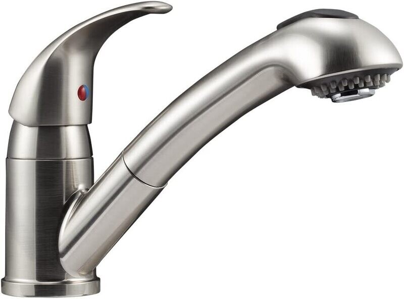 Dura Faucet 8&quot; Designer Pull-Out RV Kitchen Faucet Brushed Satin Nickel DF-NMK852-SN