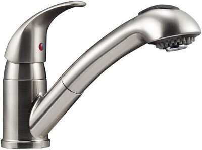 Dura Faucet 8&quot; Designer Pull-Out RV Kitchen Faucet Brushed Satin Nickel DF-NMK852-SN