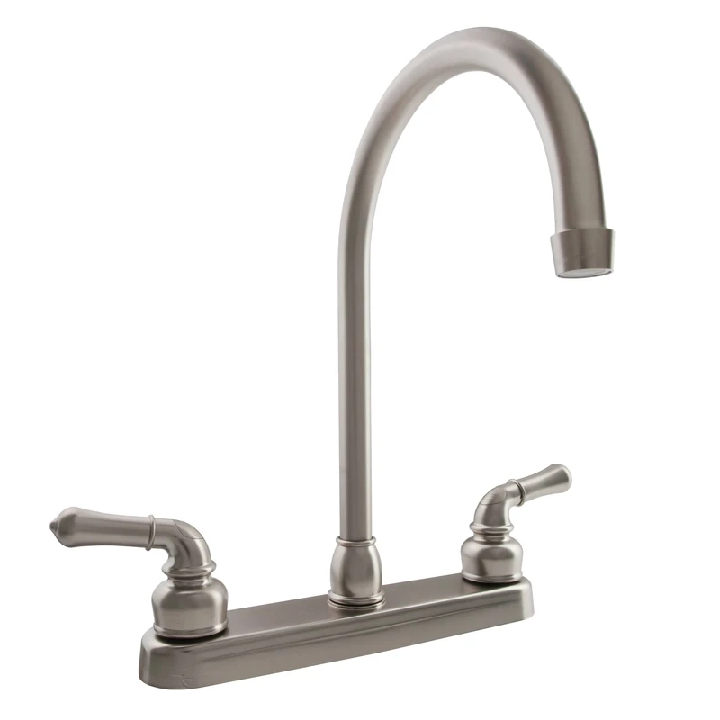Dura Faucet 8&quot; J-Spout Kitchen Brushed Sat Nickel DF-PK330HC-SN