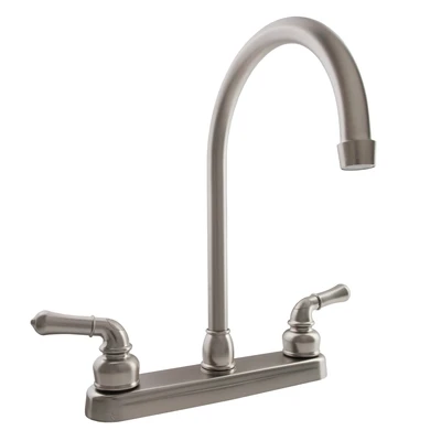 Dura Faucet 8&quot; J-Spout Kitchen Brushed Sat Nickel DF-PK330HC-SN