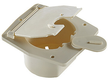RVD  Basic Cable Hatch, Flat Sided, Col White -- 4.2&quot; x 3.9&quot; x 2&quot;= B142