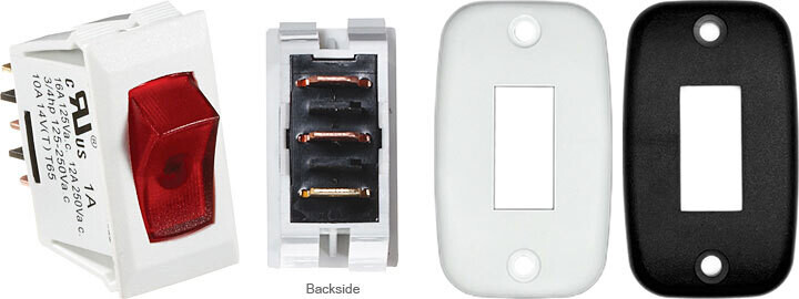 RVD Black Rocker Switch, 10 A, On/Off - SPST  S261