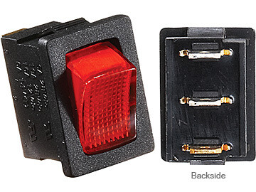 RVD  Black w/Red Rocker Switch, 20 A, Illuminated Rocker On/Off S481
