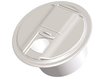 RVD  Cable Hatch, Round, Universal Style, Col White -- 5&quot; x 3&quot; B103