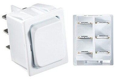 RVD  White Rocker Switch, 5 A,  On/Off Momentary On= S475