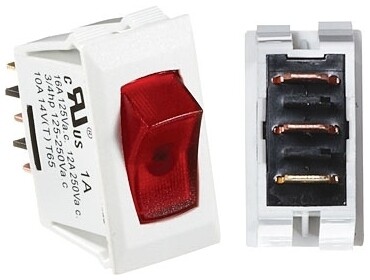 RVD  White w/Red Rocker Switch, 10amp S241