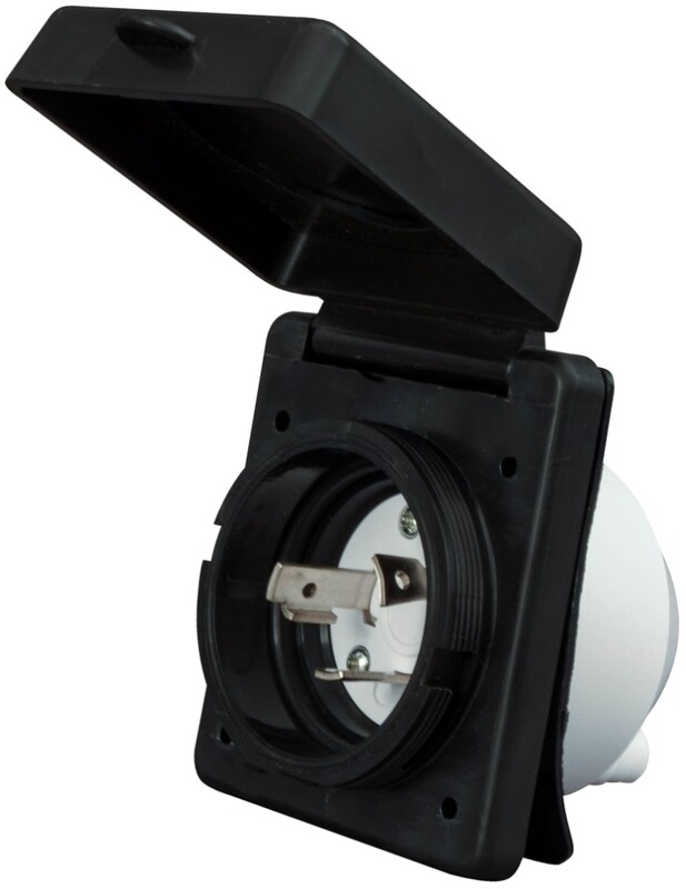 Valterra Mighty Cord 30 Amp RV Inlet Black =A10-30INBKVP