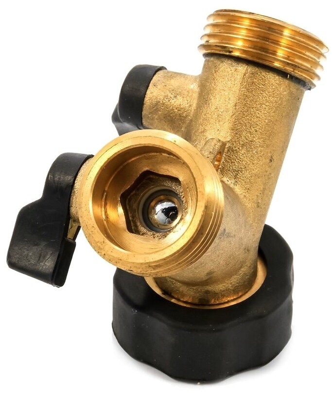 Camco Fresh Water Brass Hose Wye W/ Shutoff=20123