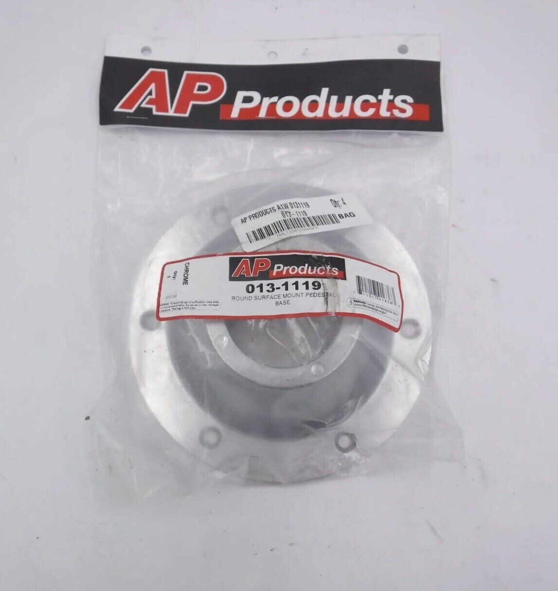 AP Products Pedestal Table Leg Surface Mount Chrome=013-1119