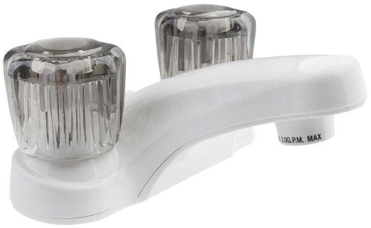 Dura Faucet Lavatory 4&quot; White Smoked Handles=DF-PL700S-WT