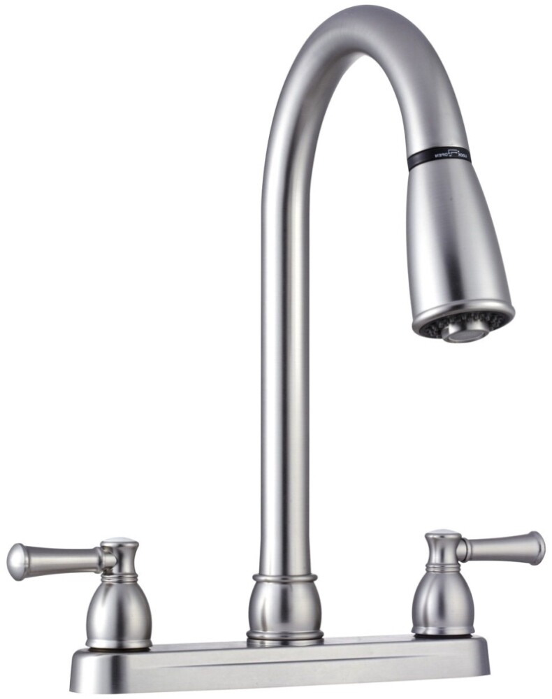 Dura Faucet Non-Metallic Dual Lever Pull-Down Kitchen Brushed Satin Nickel DF-PK350L-SN