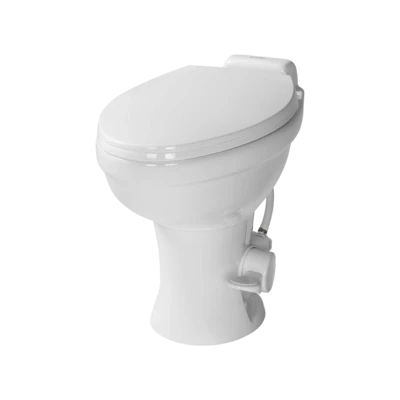 Lippert Flow Max RV Toilet White - Elongated Ceramic Bowl=2022113192