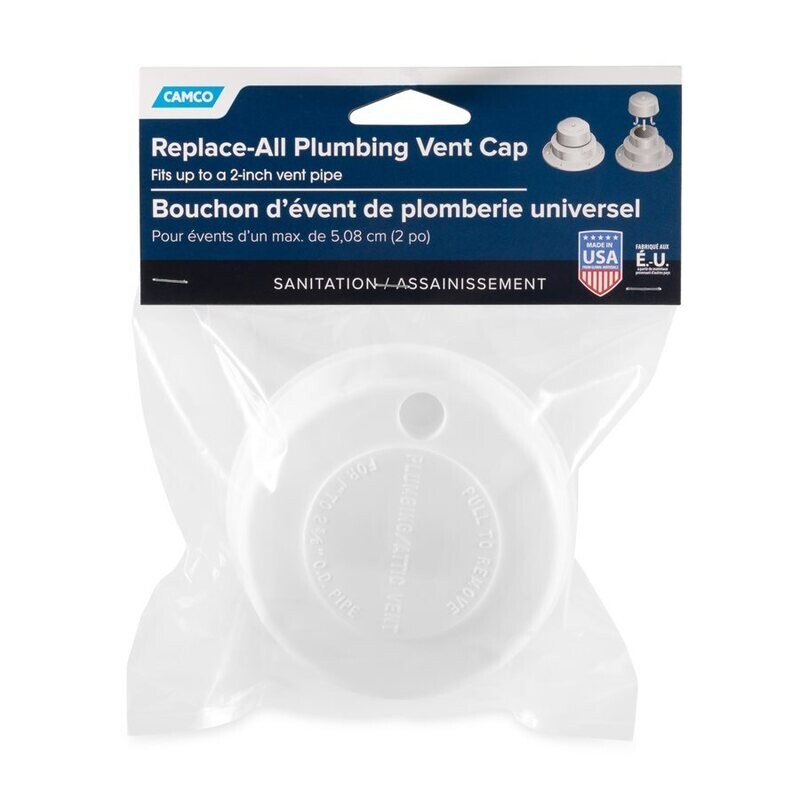 Camco Replace-All Plumb Vent Cap Polar White=40034