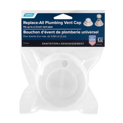 Camco Replace-All Plumb Vent Cap Polar White 40034
