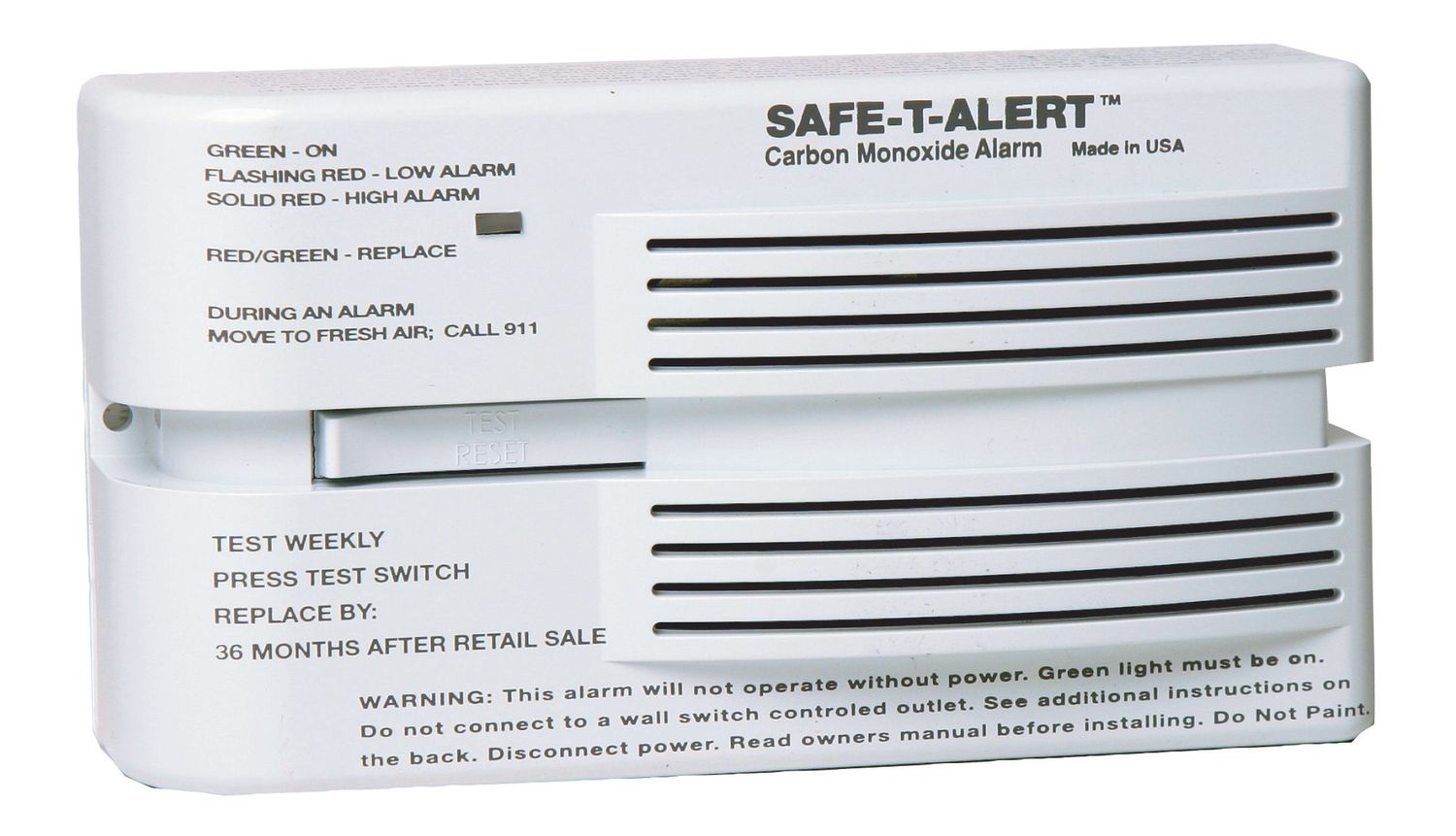 Safe-T- Alert CO Detector Surface Mount, White 65-541-WT (Discontinued )