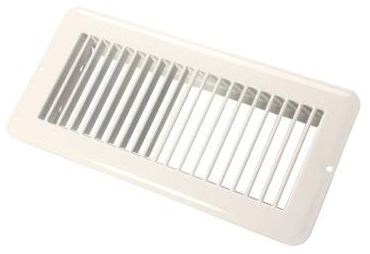 JR 4&quot;x10&quot; Metal Floor Register, Undampered, White=02-28985