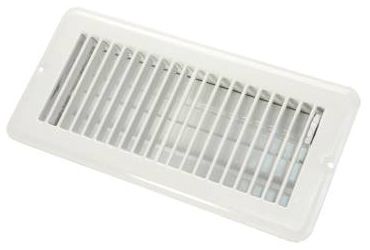 JR 4&quot;x10&quot; Metal Floor Register, Dampered, White=02-29005
