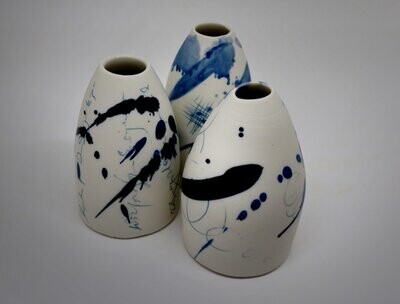 Bud Vases. Various. approx 10-12cm high. Porcelain. Set of 3, £100