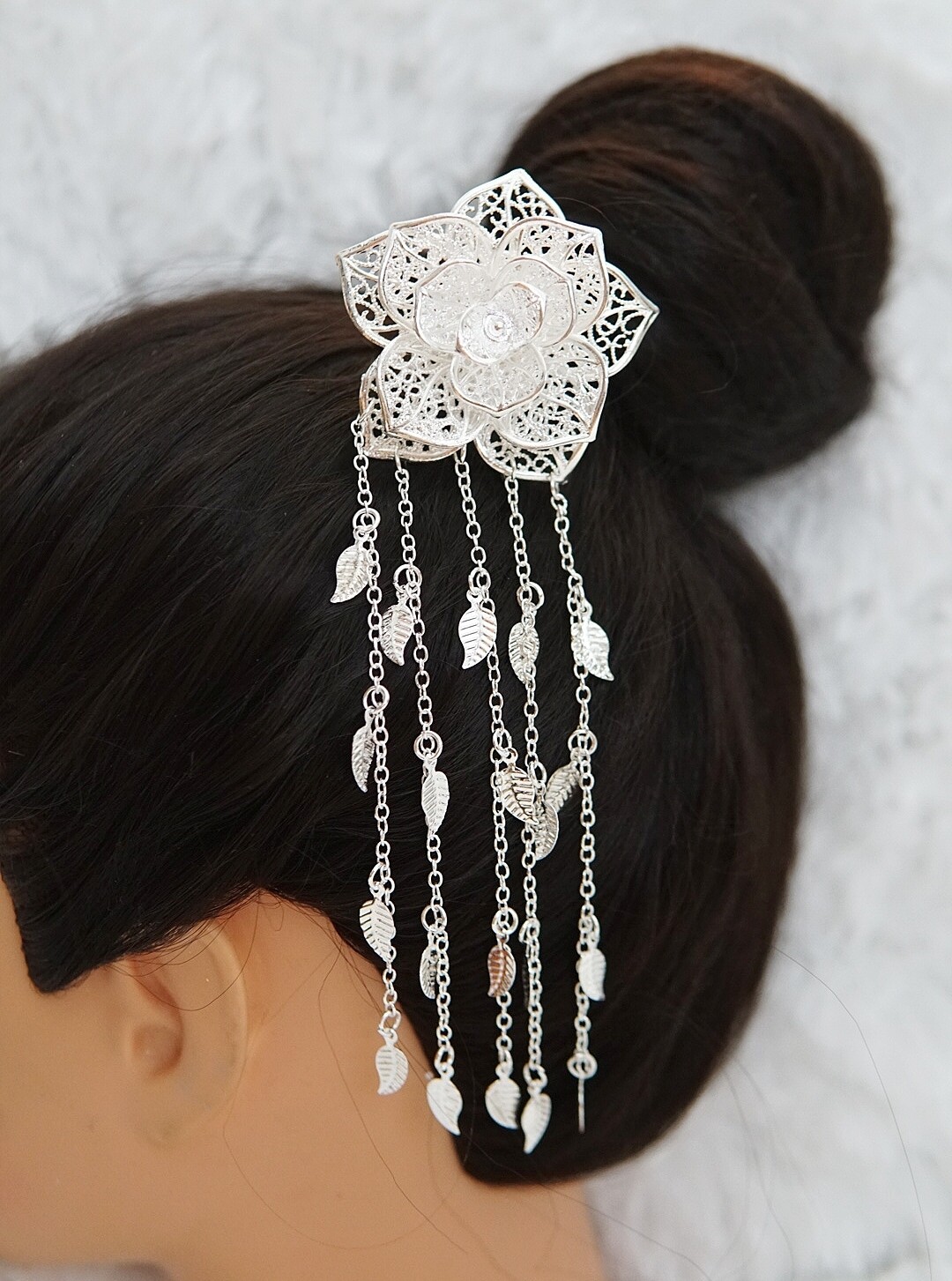 Silver Flower Hair Stick Pin