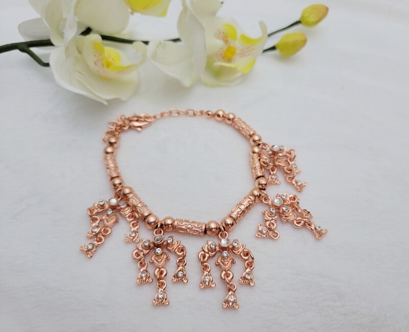 White Rose Gold Dangle Bracelet