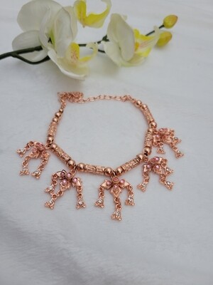 Pink Rose Gold Dangle Bracelet