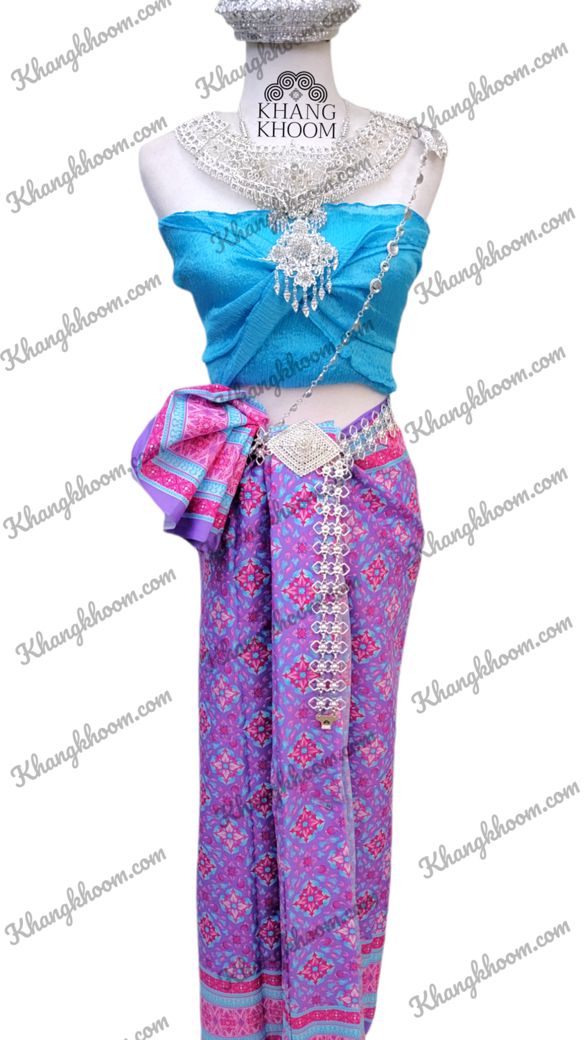 Blue Purple Floral wrap style