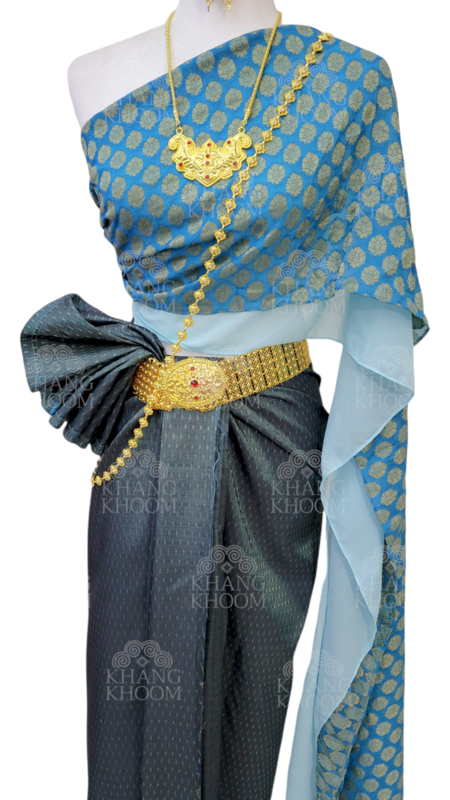 Mae Karakade wrap style, Size: Free size, Color: Teal blue