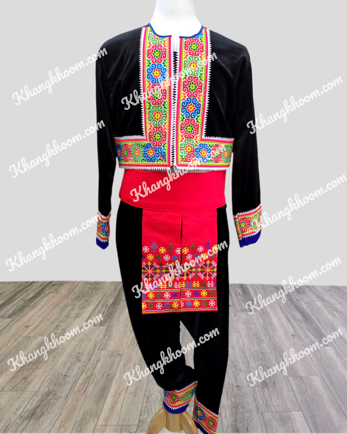 Men's Traditional Hmong Story Cloth 3pc Costume Outfit (Shirt, Pant, Sev) |  