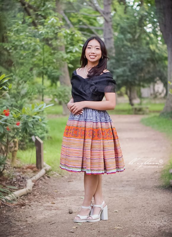 Black Off Shoulder Hmong Dress