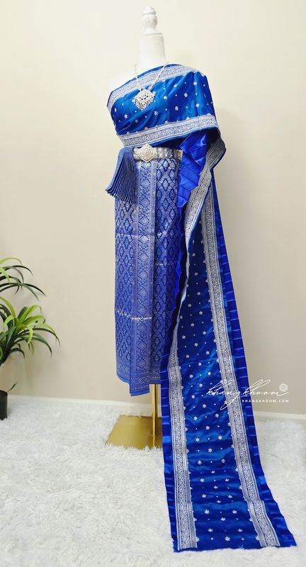 Blue &amp; Silver Thai Women Skirt Set 