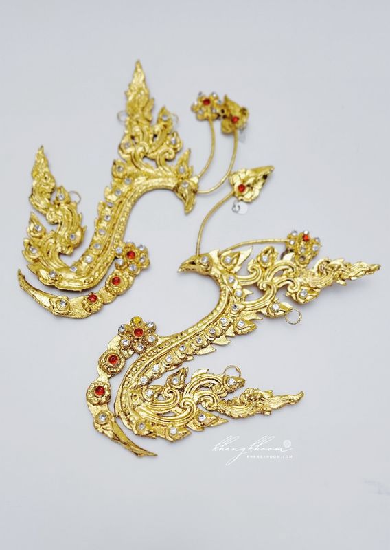 Gold &amp; Red Thai Ear Cuffs