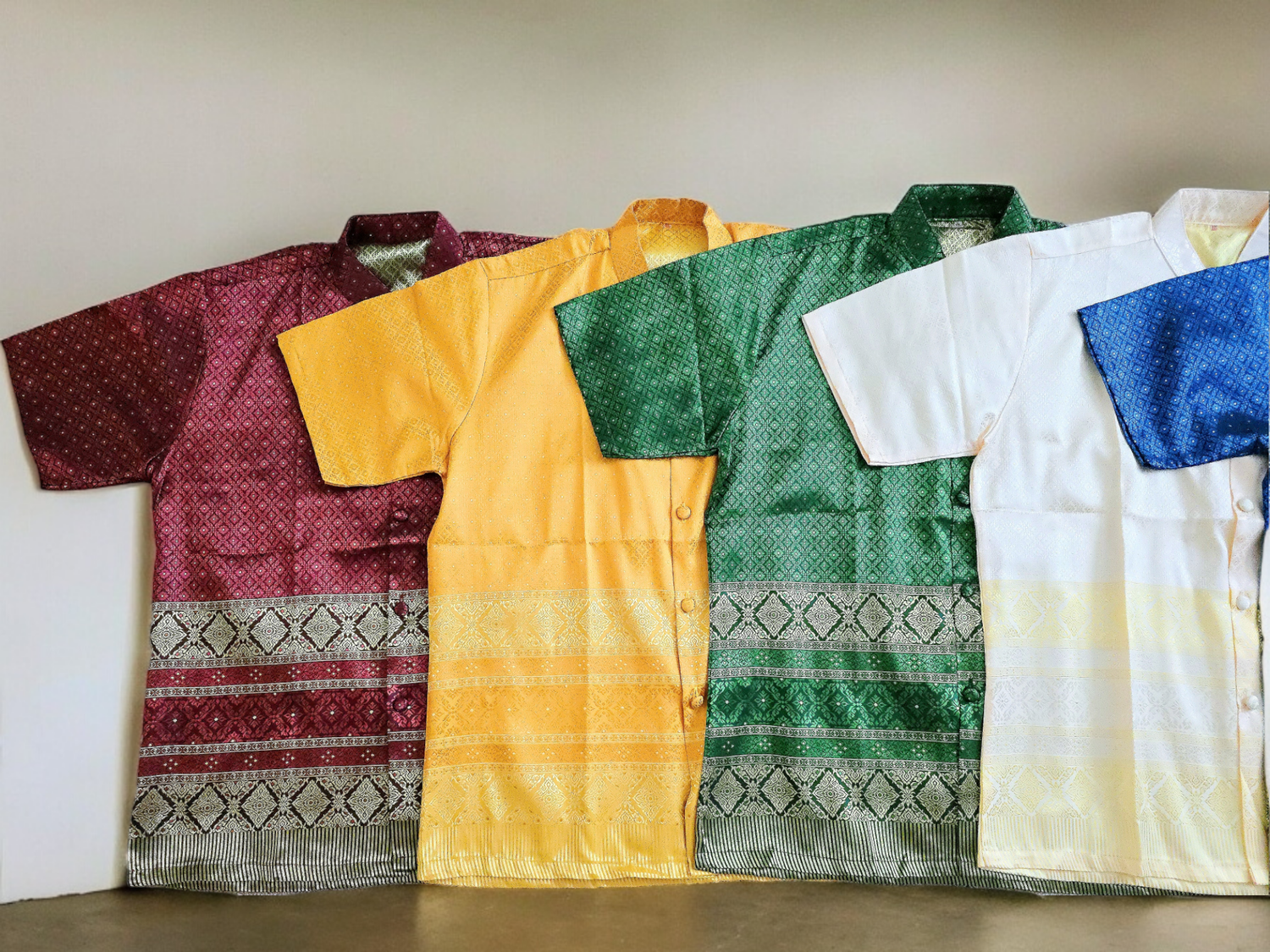 Thai/Lao Button Down Dress Shirt, Size &amp; Color: 2X Green