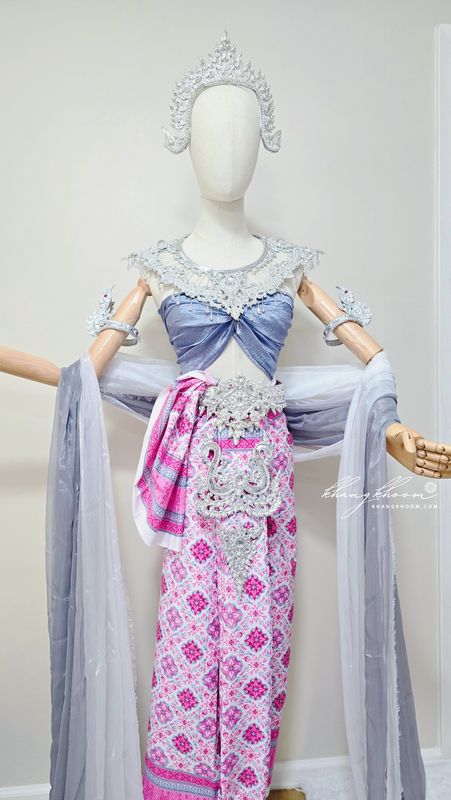 Pink Grey Thai Wrap Style Clothing