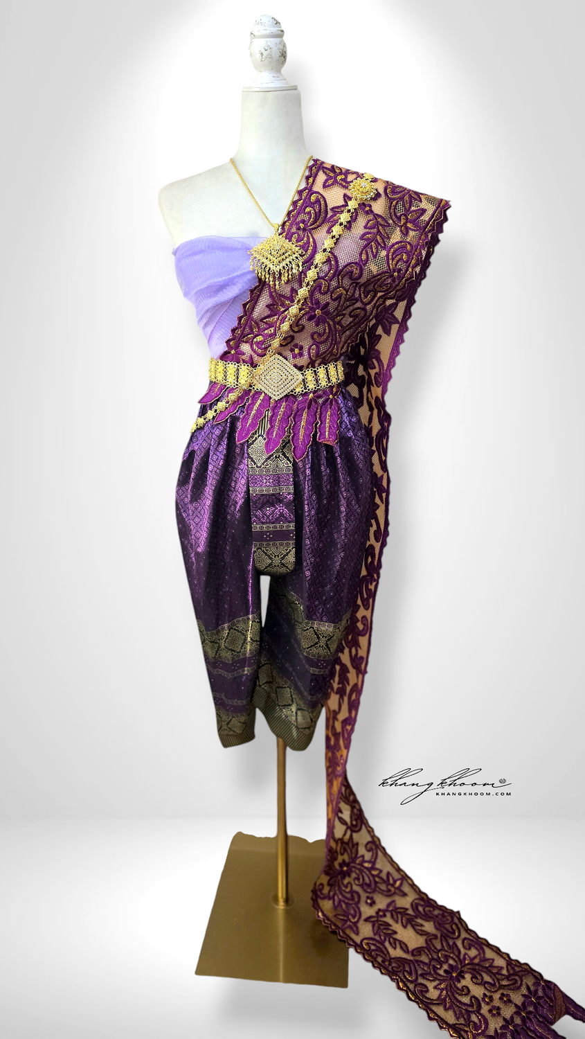 Purple Gold Thai Pants Set