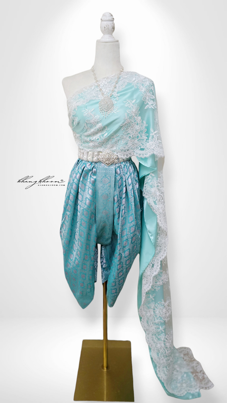 Turquoise White Pants Set