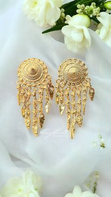 925 Silver / Money 1 24K Gold Plated Banana Blossom Earring