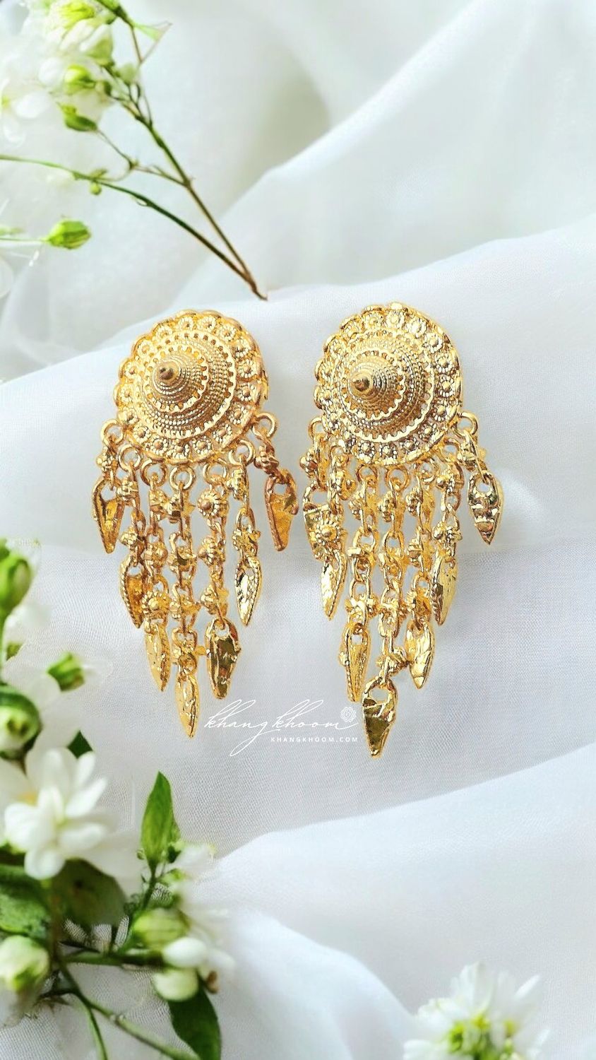 925 Silver / Money 1 24K Gold Plated Banana Blossom Earring