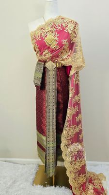 Red Thai Women Skirt Set