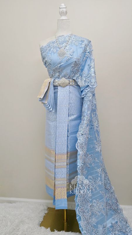 Light blue Thai Women Skirt Set