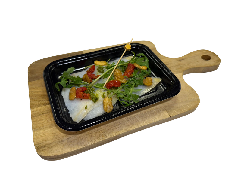 Gerookte heilbot carpaccio Gerookte heilbot carpaccio