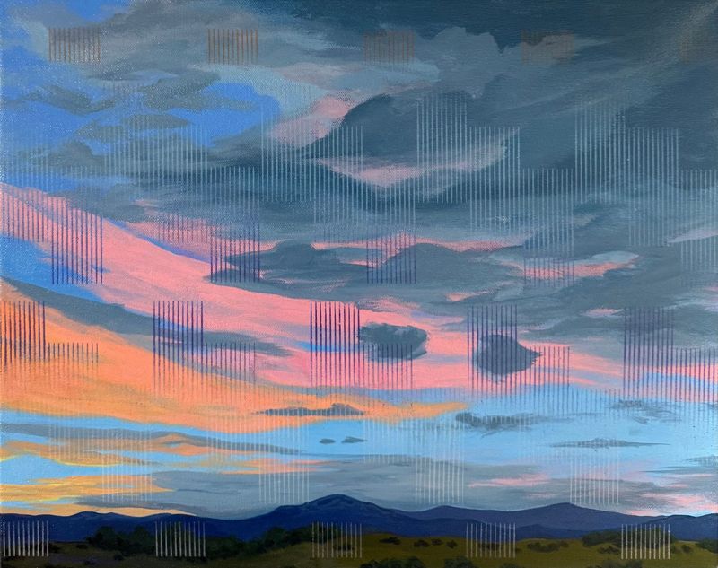 Tabewano, buni-ku nüü mahuwa wishi-ku (Today I watched them weave baskets). 2025, acrylic on canvas, 16” x 20” .