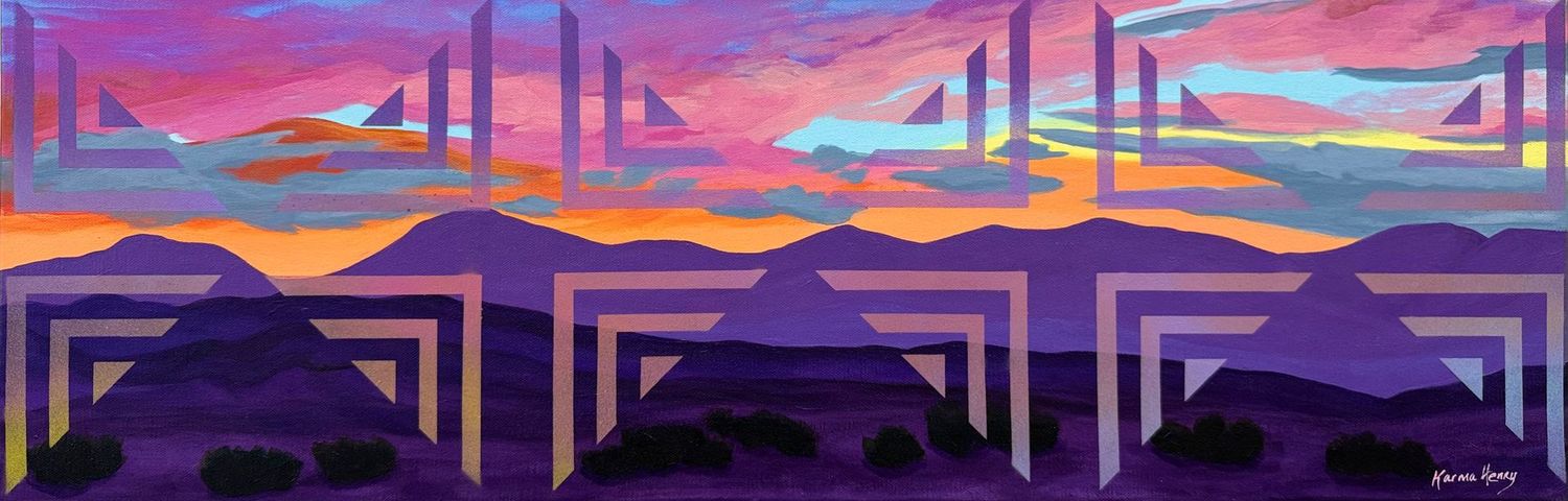 Tsaw̃u Naama-ti Nüü (I Feel Good), 2026, acrylic on canvas, 10” x 30” . Tsaw̃u Naama-ti Nüü (I Feel Good), 2026, acrylic on canvas, 10” x 30” .