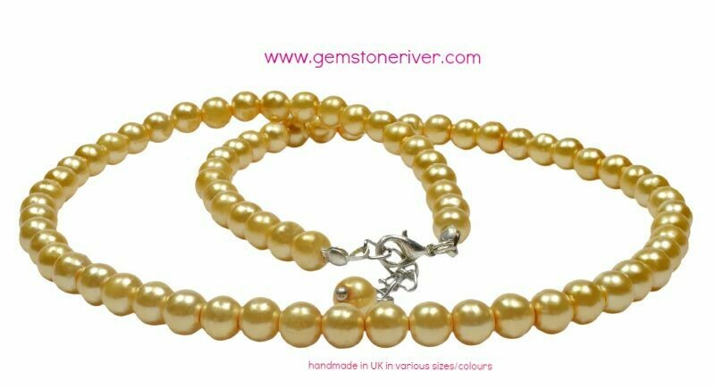 Lemon Yellow pearl Necklace Bracelet & Earrings